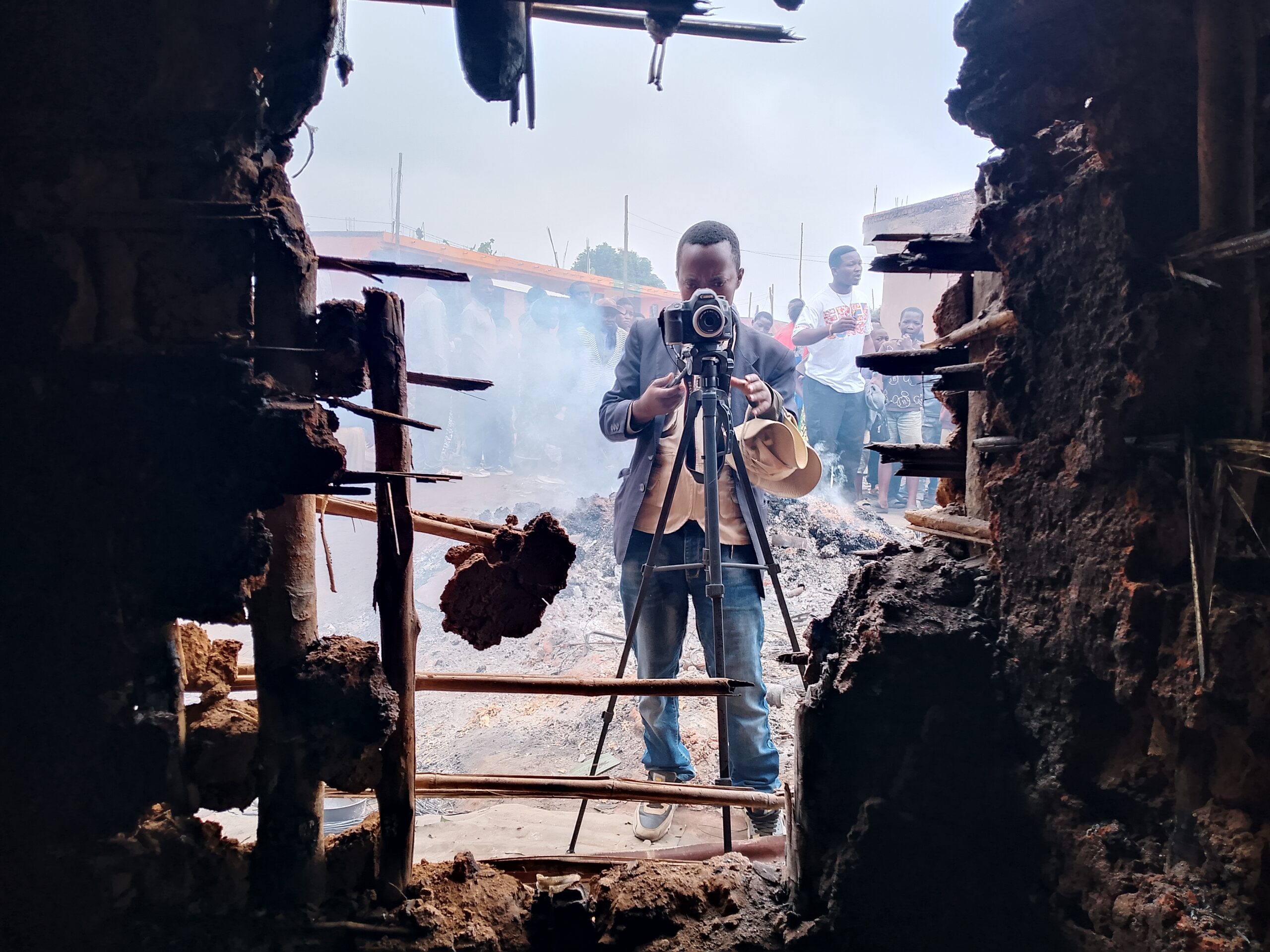 A journalist captures footage in eastern DRC. Photo: Ukweli.